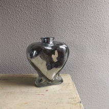 Large Heart Shaped Mercury Glass Bottle - Mercury Glass Bud Vase