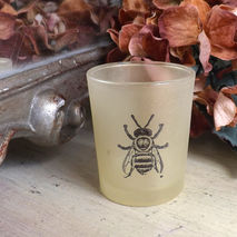 Gold Bee Glass Votive Candle Holder - Bumblebee Glass Tea Light