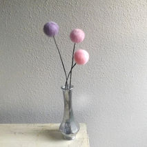 3 Medium Pink and Purple Felt Ball Flowers - Pink and Lavender W