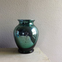 Teal Mercury Glass Vase - Green Blue Reflective Vase