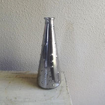 Geometric Mercury Glass Bud Vase - Triangle Cone Shaped Silver H