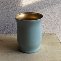 Mint Blue Vase with Gold Inside