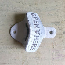 Bottle Opener - Wall Mounted - White Cast Iron Beer Bottle Opene