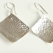 SILVER SQUARE EARRINGS / BRIDAL JEWELRY / SILVER DANGLE EARRINGS