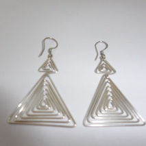 SILVER TRIANGLE EARRINGS / BRIDAL JEWELRY / DANGLE EARRINGS