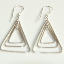 SILVER TRIANGLE EARRINGS / BRIDAL JEWELRY / DANGLE EARRINGS