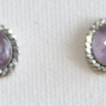 AMETHYST STUD EARRINGS / BRIDAL JEWELRY / SILVER DANGLE EARRINGS