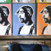 Tupac stencil art paintings on card,2pac,hip hop,west coast,cali