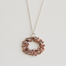 SILVER COPPER CIRCLE PENDANT / SILVER PENDANT / WOMENS NECKLACE