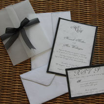 Handmade Wedding Invitation, Black and White, Vellum, Sample