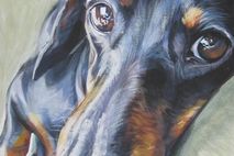 Dachshund art canvas print of dog painting by LA Shepard 11x14
