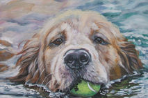 Golden Retriever canvas art print of dog painting 12x16