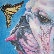 English Bulldog portrait 8X10" canvas print of painting