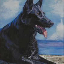 black German Shepherd 8x10" CANVAS print of painting