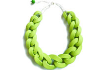 Apple Green Chain Link Necklace, Oversized Chain