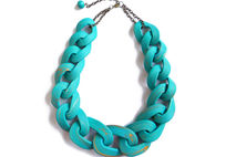 Teal Chain Link Necklace, Oversized Chain Statement Necklace