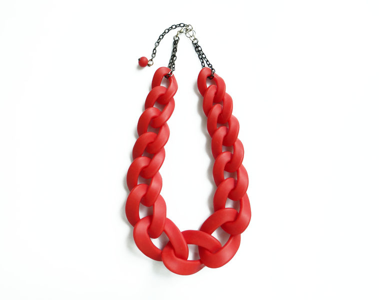 Red Oversized Chain Necklace, Chunky Chain Statement Necklace ...