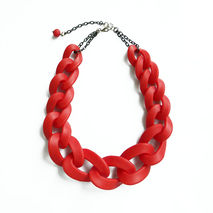 Red Oversized Chain Necklace, Chunky Chain Statement Necklace