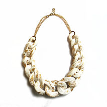 White Gold Chunky Chain Necklace, Bib Statement Necklace