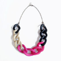 Pink Black Statement Necklace, Oversized Chain Necklace