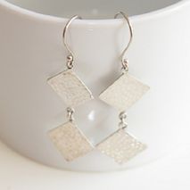 SILVER SQUARE EARRINGS / BRIDAL JEWELRY / SILVER DANGLE EARRINGS