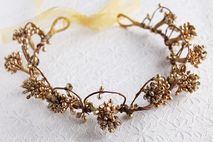 Gold Berries Bridal Crown, Rustic Halo, Gold Bridal Headband