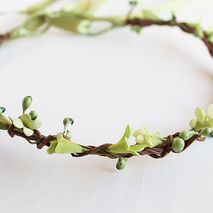 Green Floral Crown, Woodland Circlet, Boho Halo, Green Crown