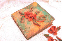 OOAK Orange elegant photo album, wedding guest book, scrapbook b