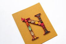 N monogram birthday card, N Initial Letter Quilling Card, N Lett