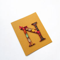 N monogram birthday card, N Initial Letter Quilling Card, N Lett