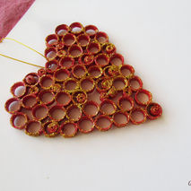 Red Love Heart Decoration, Quilling Love Heart Ornament, Quilled