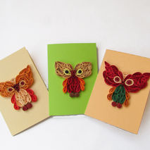 Owl Quilling Cards, Set of 3 Greeting Cards with Owl, Quilling C