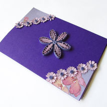 Purple Flower Quilling Card, Quilling Birthday Card, Flower Gree