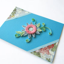 Blue Flower Quilling Card, Quilling Birthday Card, Flower Greeti