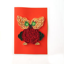 Owl Quilling Card, Owl Quilled Greeting Card, Greeting Card with