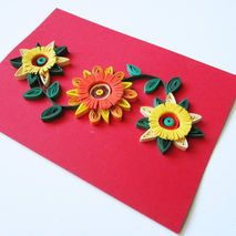 Flower Quilling Handmade Greeting Card With Quilled Flowers in F