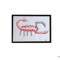 Scorpio Red Black Ink Drawing, Original Zodiac Drawing, Zodiac A