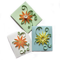 Pastel Quilling Flower Card Set, Set of 3 Greeting Cards with Qu