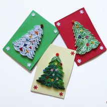 Christmas Set of 3 Christmas Handmade Cards, Christmas Tree Card