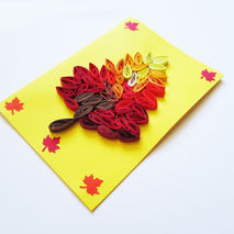 Autumn Quilling Card With Quilled Leave, Autumn Handmade Greetin