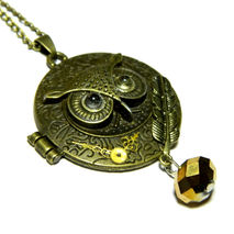 Picture keepsake locket "Time and wisdom", steampunk necklace ow