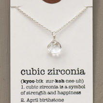 April Birthstone Necklace, Cubic Zarconia