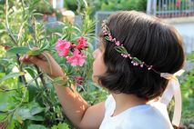 Pink Berries Bridal Crown, Flower Girl Halo, Boho Crown