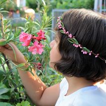 Pink Berries Bridal Crown, Flower Girl Halo, Boho Crown