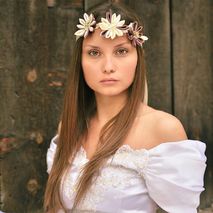 Kanzashi Bridal Forehead Band, Flapper, Flower Halo Headband