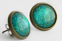 Mermaid Tears Glitter Post Earrings in Antique Bronze