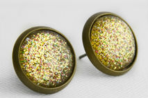 Golden Treasure Glitter Post Earrings in Antique Bronze