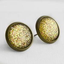 Golden Treasure Glitter Post Earrings in Antique Bronze