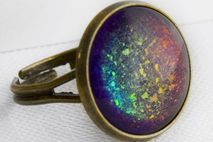 Supernova Rainbow Cocktail Ring in Anqitue Bronze