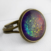 Supernova Rainbow Cocktail Ring in Anqitue Bronze